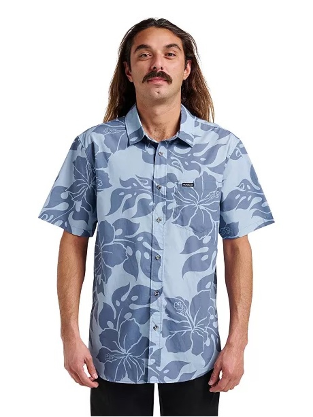 NWT Quiksilver Men's Oceanview Classic Short Sleeve Shirt - Ashley Blue - Size M